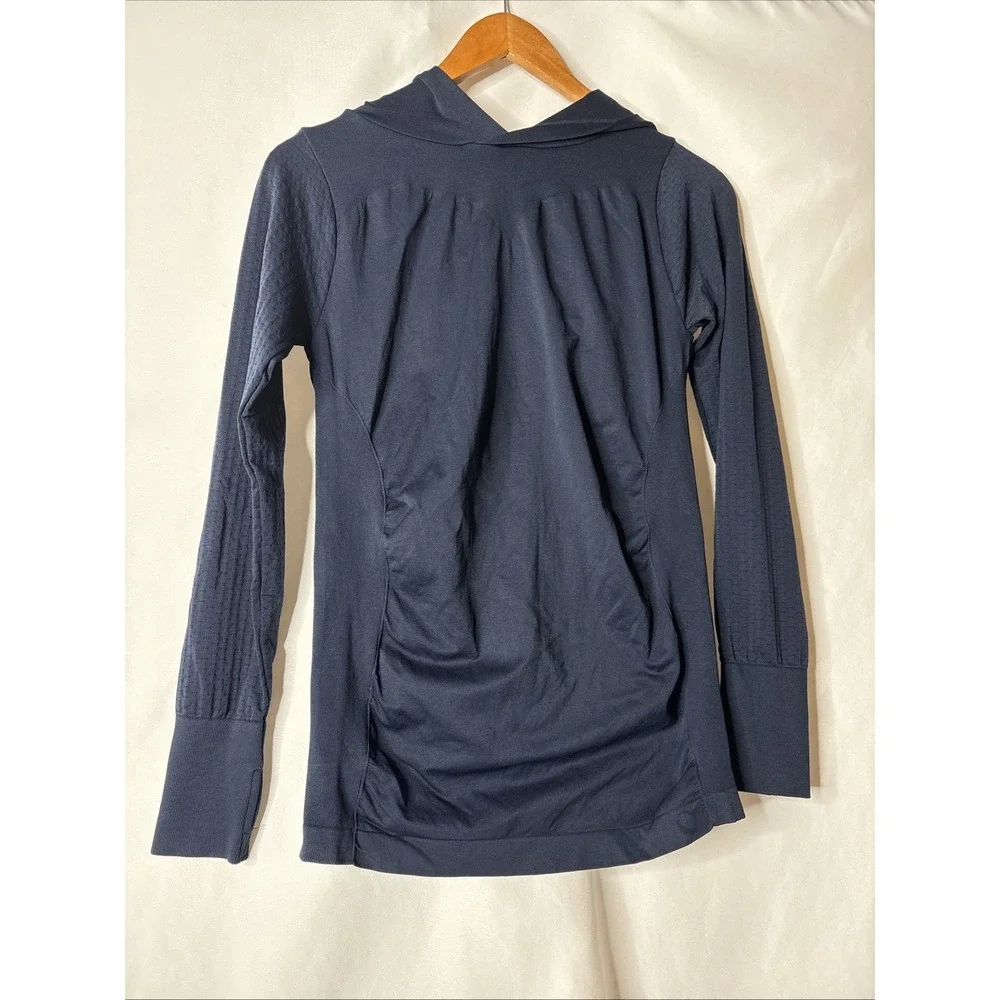 Clima Wear Women's M Athletic‎ Seamless Long Sleeve Hoodie Blue Stretch Shirt - Picture 3 of 6